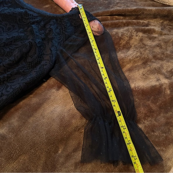 Pleated Lace Chiffon Formal Evening Casual Maxi A-Line black Dress - Picture 5 of 15